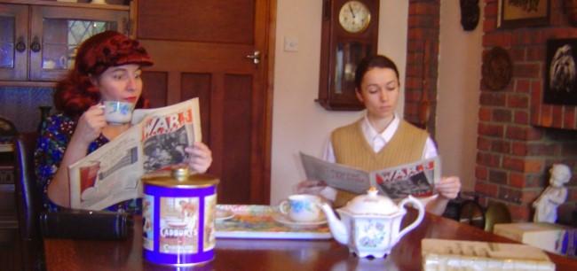 having tea